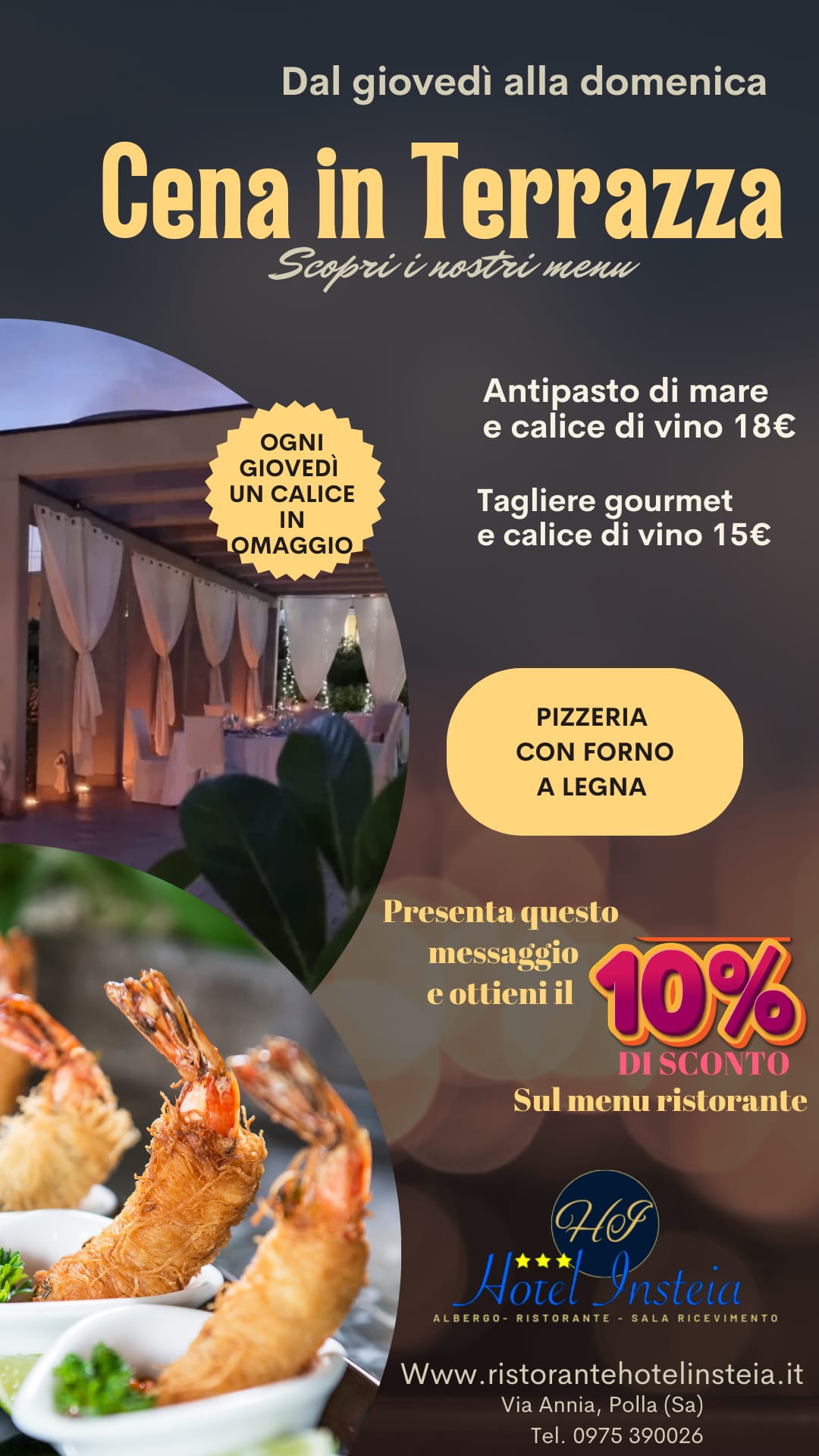 Cena in terrazza da giovedì a domenica