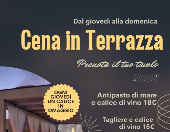 Cena in terrazza da giovedì a domenica